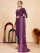 Delightful Wine Embroidered Rayon Traditional Pant Suit With Dupatta
