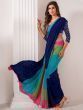 Captivating Multi-Color Satin Event Wear Plain Saree With Blouse