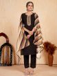 Stunning Dark Brown Embroidered Silk Event Wear Pant Suit With Dupatta