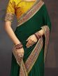 Stunning Green Heavy Border Vichitra Wedding Wear Saree With Blouse