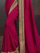 Incredible Rani Pink Heavy Border Vichitra Function Wear Saree
