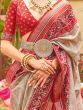 Stunning Grey Patola Printed Silk Wedding Wear Saree With Blouse
