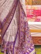 Beautiful Grey & Purple Patola Printed Silk Traditional Saree With Blouse

