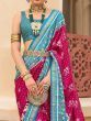 Attractive Pink Patola Printed Silk Festival Wear Saree With Blouse