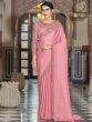 Marvelous Pink Thread Embroidery Silk Saree With Blouse