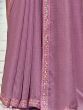 Admirable Light Purple Cording Embroidered Silk Saree With Blouse