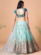 Lovely Electric Blue Sequins Work Net Designer Lehenga Choli