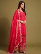 Twirling Pink Sequins Work Georgette Function Wear Palazzo Suits