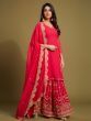 Twirling Pink Sequins Work Georgette Function Wear Palazzo Suits