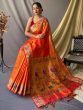 Spectacular Orange Zari Woven Paithani Silk Saree With Blouse