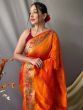 Spectacular Orange Zari Woven Paithani Silk Saree With Blouse