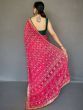 Stupendous Pink Bandhani Print Georgette Festive Saree With Blouse