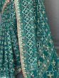 Charming Teal Gotta-Patti Work Georgette Festive Saree With Blouse
