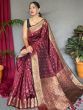 Gracefully Maroon Zari Woven Soft Silk Wedding Saree with Blouse