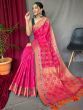 Stunning Rani Pink Patola Printed Silk Festival Wear Saree With Blouse