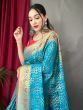 Majestic Sky-Blue Zari Weaving Silk Function Wear Saree With Blouse
