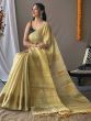 Stunning Cream Zari Weaving Tissue Silk Festival Wear Saree