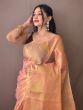 Enchanting Pink Zari Weaving Tissue Silk Function Wear Saree