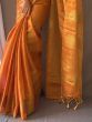 Attractive Orange Zari Weaving Tissue Silk Saree With Blouse