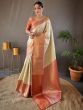 Glamorous Off-White Zari Weaving Silk Festival Wear Saree With Blouse