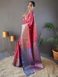 Enchanting Pink Zari Weaving Silk Function Wear Saree With Blouse