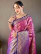 Bewitching Purple Zari Weaving Silk Traditional Saree With Blouse