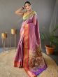 Fantastic Dusty Pink Zari Woven Paithani Silk Festival Wear Saree 