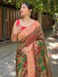 Glorious Mehendi-Green Zari Woven Banarasi Silk Wedding Saree With Blouse