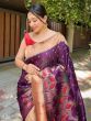 Magical Wine Zari Woven Banarasi Silk Wedding Saree With Blouse