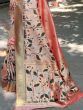 Luxurious Peach Zari Woven Banarasi Silk Reception Saree With Blouse