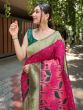 Blushing Pink Zari Woven Banarasi Silk Wedding Saree With Blouse