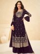 Adorable Dark Purple Embroidery Georgette Festive Ready-Made Palazzo Suit