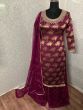 Drashti Dhami Burgundy Jacquard Silk Wedding Wear Palazzo Suit