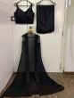 Masoom Black Sequins Satin Indo-Western Saree With Jacket