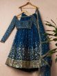 Stunning Teal Blue sequins embroidered Georgette Party Wear Lehenga Choli