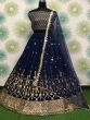 Fetching Navy Blue sequins embroidered Georgette Party Wear Lehenga Choli