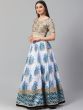 White & Taupe Embroidered Semi-Stitched Myntra Lehenga & Unstitched Blouse with Dupatta