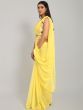 Bright yellow Georgette Saree With Ready Made Embroidered Blouse