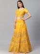 Yellow & Gold-Toned Embroidered Semi-Stitched Myntra Lehenga & Unstitched Blouse with Dupatta