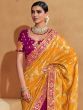 Glamorous Yellow Zari Embroidery Silk Wedding Saree With Blouse 