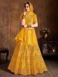 Yellow Zari Embroidery Art Silk Bridal Lehenga Choli With Dupatta