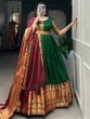 Incredible Green Zari Woven Cotton Traditional Gown With Dupatta