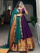 Awesome Purple Zari Weaving Cotton Traditional Gown With Dupatta