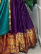 Awesome Purple Zari Weaving Cotton Traditional Gown With Dupatta