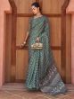 Attractive Green Digital Printed Crepe Festival Wear Saree With Blouse