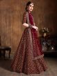 Maroon Zari Embroidery Raw Silk Wedding Lehenga Choli With Dupatta