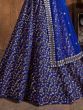 Blue Zari Embroidery Raw Silk Wedding Lehenga Choli With Dupatta 