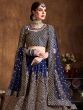 Navy Blue Sequins Raw Silk Wedding Lehenga Choli With Dupatta