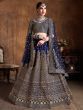 Navy Blue Sequins Raw Silk Wedding Lehenga Choli With Dupatta