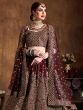 Maroon Sequins Raw Silk Wedding Lehenga Choli With Dupatta